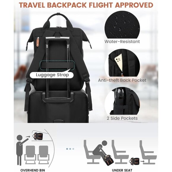 ❤️  Laptop Backpack Women Teacher Nurse Bags Womens Work Backpack Purse - Picture 5 of 8